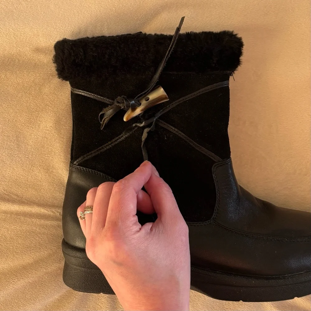HOOPOE Fur Leather Winter Boots Size 7